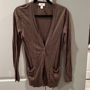 Ann Taylor Loft Heathered Brown Buttoned Cardigan